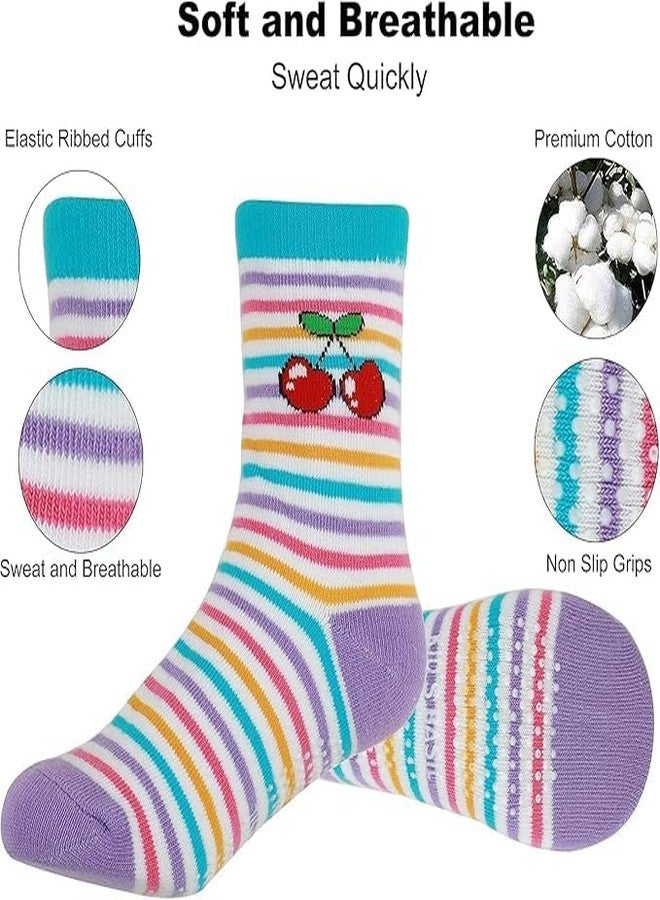 CUTEABLY Baby Girl Cotton Socks, Non-Slip Grip, Animal and Pattern Designs, 0-24 Months, Multi-coloured (IN, Age, 6 Months, 12 Months, 3, Multicolour) - Image 4
