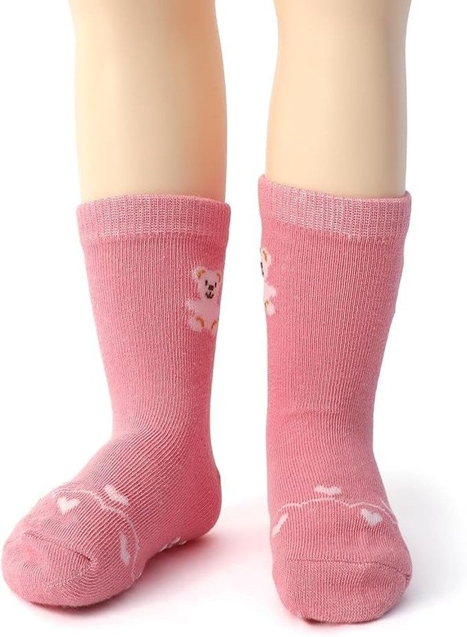 CUTEABLY Baby Girl Cotton Socks, Non-Slip Grip, Animal and Pattern Designs, 0-24 Months, Multi-coloured (IN, Age, 6 Months, 12 Months, 3, Multicolour) - Image 2