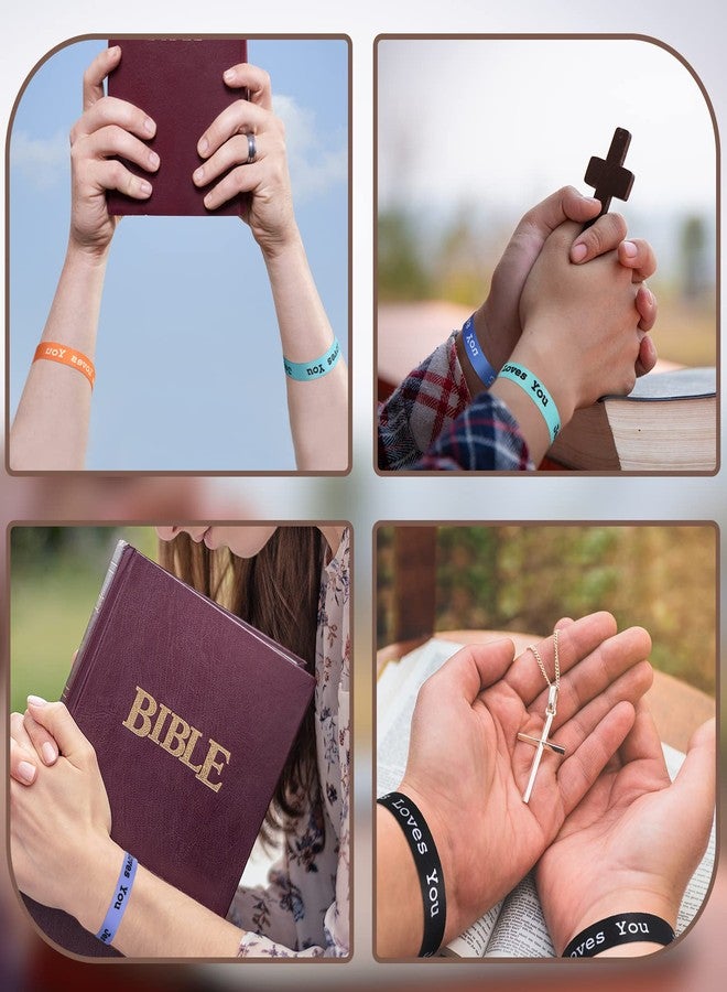 Bonuci 50 Pcs Jesus Loves You Bracelets Adjustable Christian Jesus Wristbands Bulk Colorful Webbing Inspirational Bracelet for Adults Novelty Religious Party Favors, 10 Styles - Image 4