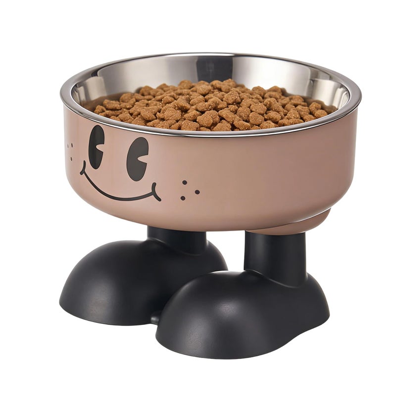 Rose Stainless Steel Raised Pet Bowl Anti Leak Reduces Neck Joint Tiredness For Cats Puppies - Image 2