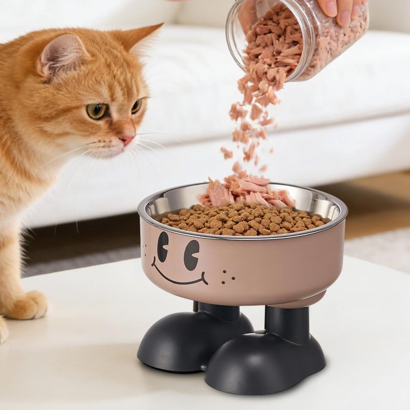 Rose Stainless Steel Raised Pet Bowl Anti Leak Reduces Neck Joint Tiredness For Cats Puppies - Image 4