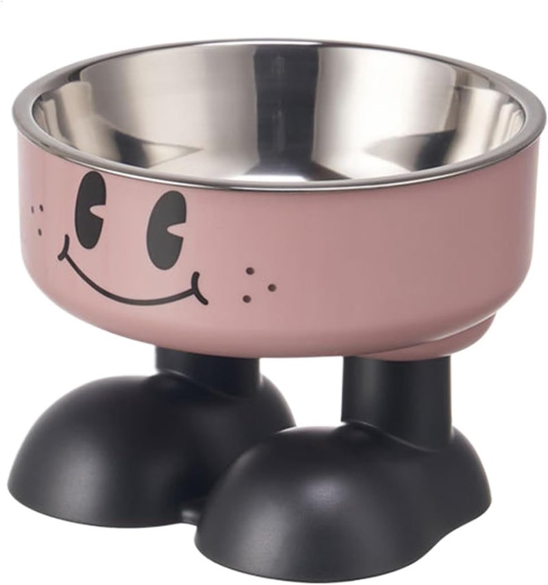 Rose Stainless Steel Raised Pet Bowl Anti Leak Reduces Neck Joint Tiredness For Cats Puppies - Image 1