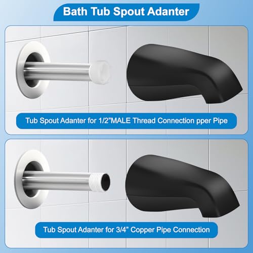 Coolfell Tub Shower Trim Kit, Matte Black 3 Piece Shower Knob and Bath Tub Spout, for Price/Pfister Verve 3 Handles and Tub Shower Faucet, for 1/2'' Pipe MALE Thread Connection, 3/4'' IPS Pipe Inside Thread - Image 4