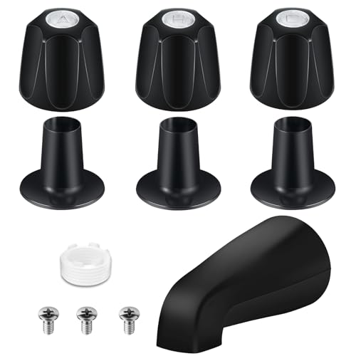 Coolfell Tub Shower Trim Kit, Matte Black 3 Piece Shower Knob and Bath Tub Spout, for Price/Pfister Verve 3 Handles and Tub Shower Faucet, for 1/2'' Pipe MALE Thread Connection, 3/4'' IPS Pipe Inside Thread - Image 1