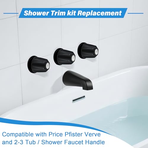 Coolfell Tub Shower Trim Kit, Matte Black 3 Piece Shower Knob and Bath Tub Spout, for Price/Pfister Verve 3 Handles and Tub Shower Faucet, for 1/2'' Pipe MALE Thread Connection, 3/4'' IPS Pipe Inside Thread - Image 3