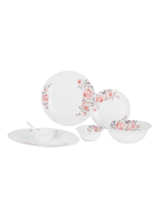 Delcasa Peace Rose 33 Piece Opalware Dinner Set- DC3708/ Includes Oval Plate, Dinner and Flat Plates, Salad Bowls and Soup Spoons - Image 2
