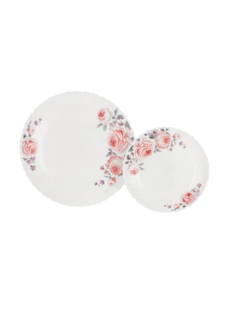 Delcasa Peace Rose 33 Piece Opalware Dinner Set- DC3708/ Includes Oval Plate, Dinner and Flat Plates, Salad Bowls and Soup Spoons - Image 3