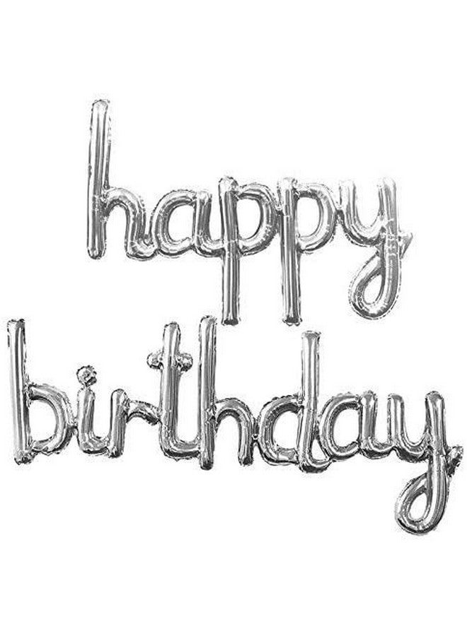 أتباتا فانكي بالونات Atpata Funky Alphabet Letter Happy Birthday من رقائق معدنية لتزيين حفلات أعياد الميلاد للجنسين (فضي مائل) - Image 2