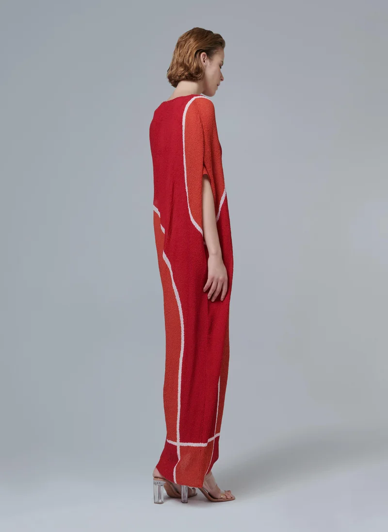 ليم قفطان مطبوع غير متماثل بكسرات