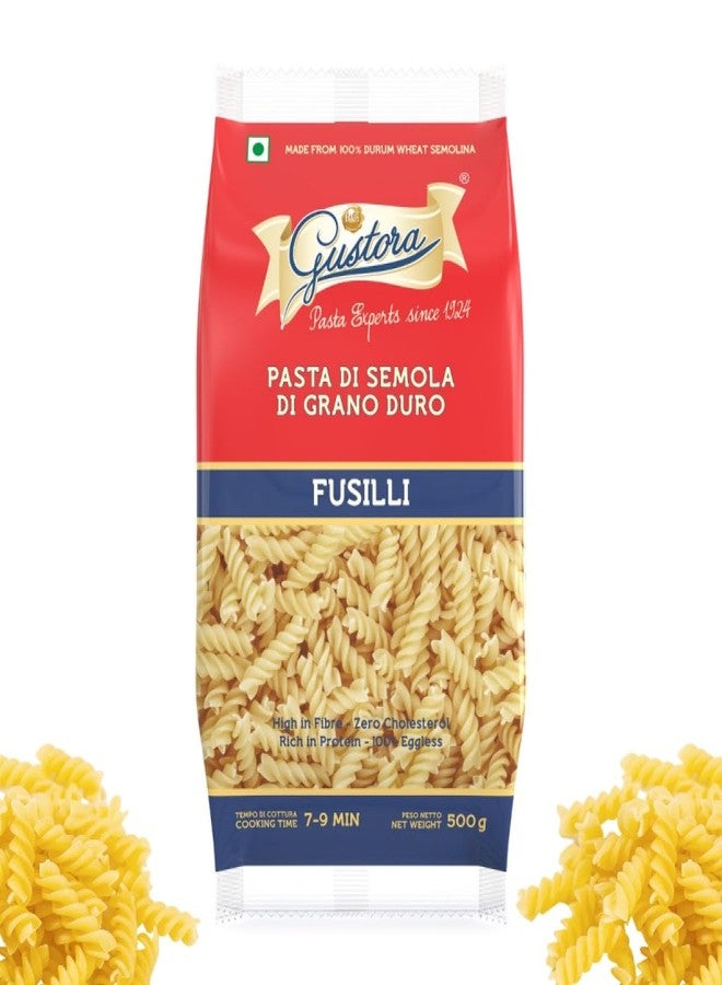 GUSTORA Combo Pack of Fusilli Pasta and Fettuccine Pasta 1 KG I Made of 100% Durum Wheat Semolina I Rich in Protein & Fibre I Zero cholesterol I Vegetarian I Cooking Time 10 Min (500g X 2) - Image 2