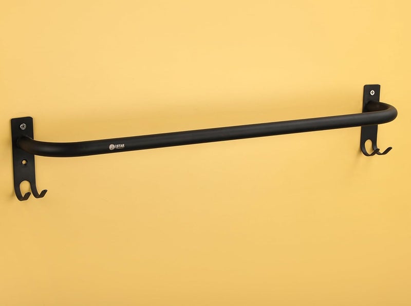 iSTAR Round Stainless Steel 24 Inch Towel Rod Towel Rack for Bathroom Bar Hanger Stand Bathroom Accessories (Black) - Image 3