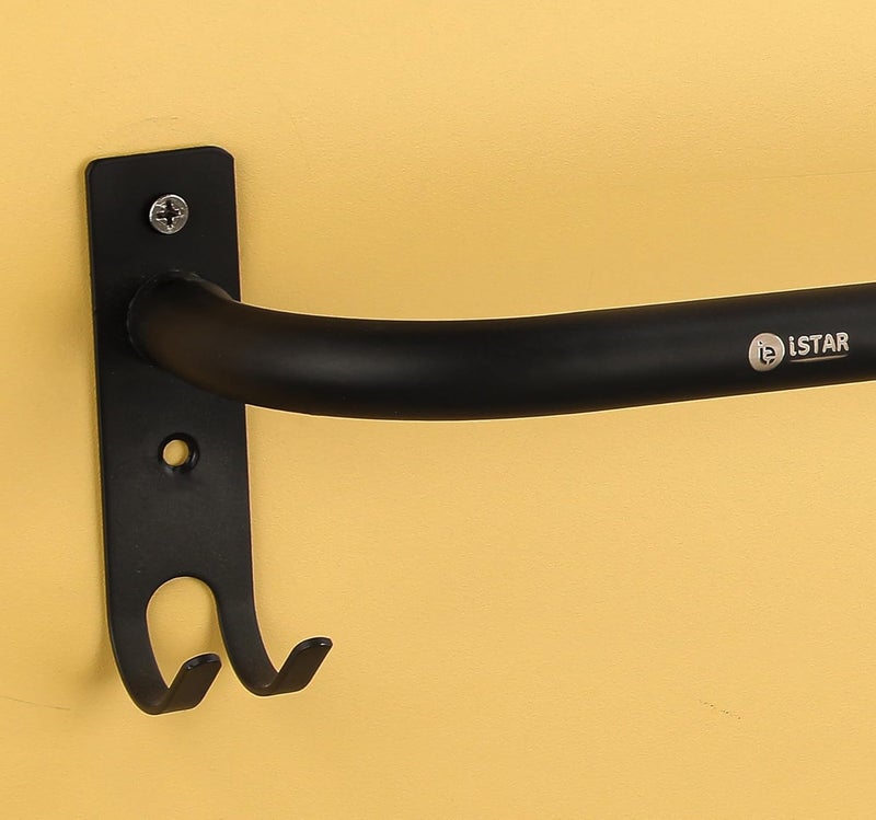 iSTAR Round Stainless Steel 24 Inch Towel Rod Towel Rack for Bathroom Bar Hanger Stand Bathroom Accessories (Black) - Image 5