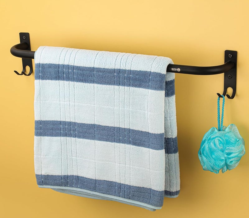 iSTAR Round Stainless Steel 24 Inch Towel Rod Towel Rack for Bathroom Bar Hanger Stand Bathroom Accessories (Black) - Image 2