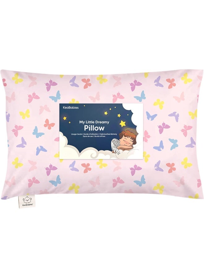 KeaBabies Toddler Pillow with Pillowcase - My Little Dreamy Pillow - Organic Cotton Toddler Pillows for Sleeping, Kids Pillow, Travel Pillows for Sleeping, Mini Pillow, Toddler Bed Pillows (Flutter) - Image 1
