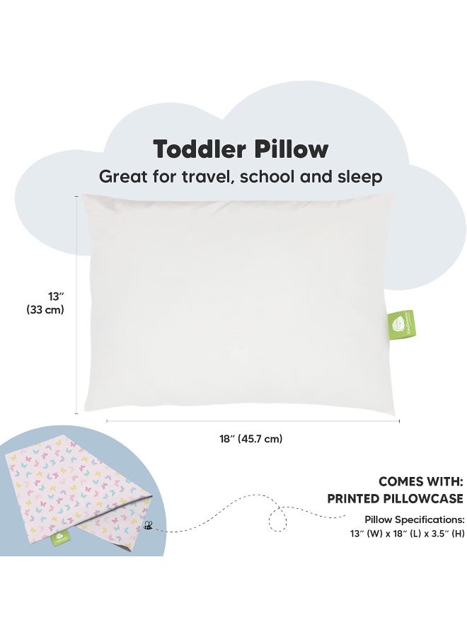 KeaBabies Toddler Pillow with Pillowcase - My Little Dreamy Pillow - Organic Cotton Toddler Pillows for Sleeping, Kids Pillow, Travel Pillows for Sleeping, Mini Pillow, Toddler Bed Pillows (Flutter) - Image 3