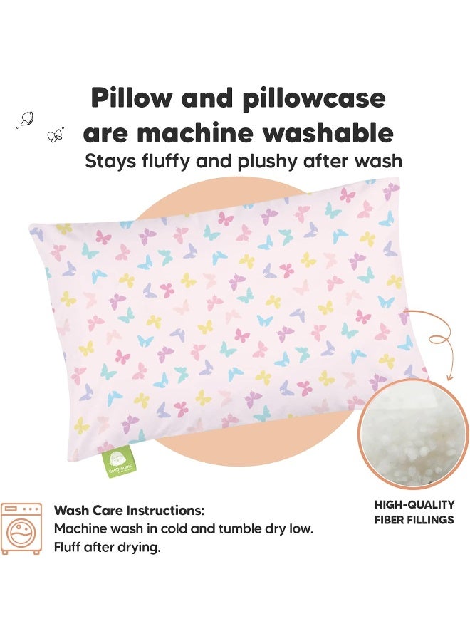 KeaBabies Toddler Pillow with Pillowcase - My Little Dreamy Pillow - Organic Cotton Toddler Pillows for Sleeping, Kids Pillow, Travel Pillows for Sleeping, Mini Pillow, Toddler Bed Pillows (Flutter) - Image 4