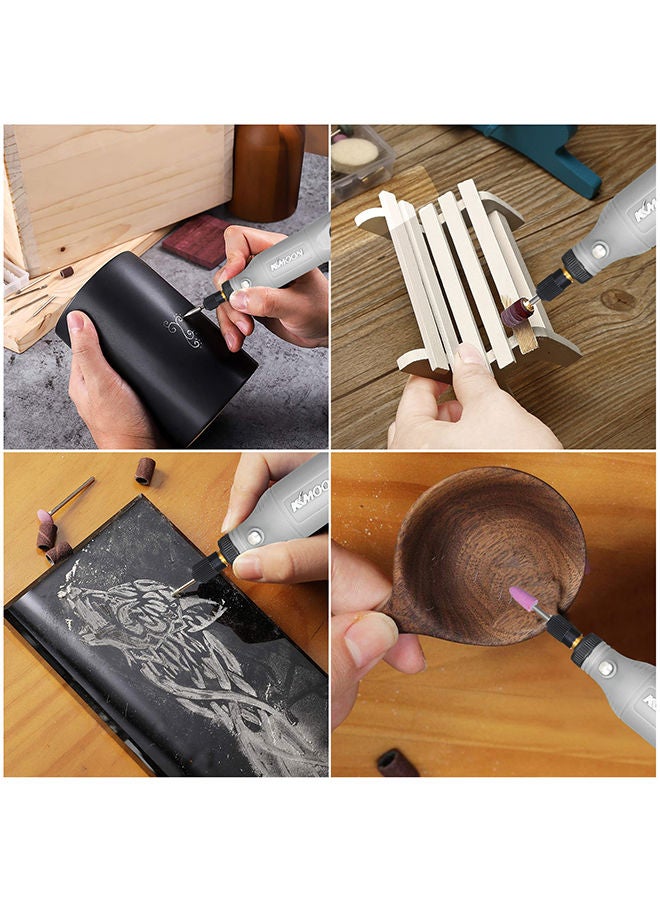 NIBEMINENT 5-Speed Speed Adjustment Mini Electric Grinder Tool Set USB Charging Grinding Machine for Jade Carving Wood Punching Metal Polishing Grey 21.0x7.0x5.5cm - Image 5