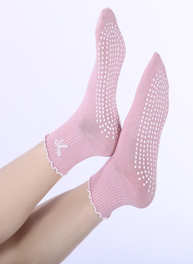 Simlakey Cute Pilates Grip Socks for Women Ruffle Frilly Yoga Socks Non Slip Cotton Grippy Sock for Workout - Image 4