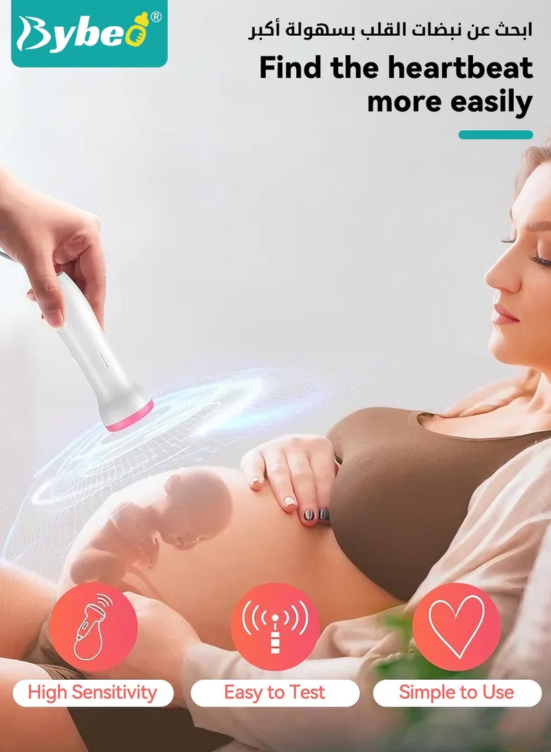 Bybeo Baby Fetal Doppler, Fetal Heart Rate Monitor, Ultrasound Heart Rate Detector, Probe Prenatal Baby Fetal Heartrate Monitor, Home Doppler Meter with LCD Display with 2 PCS Monitor Belt - Image 3