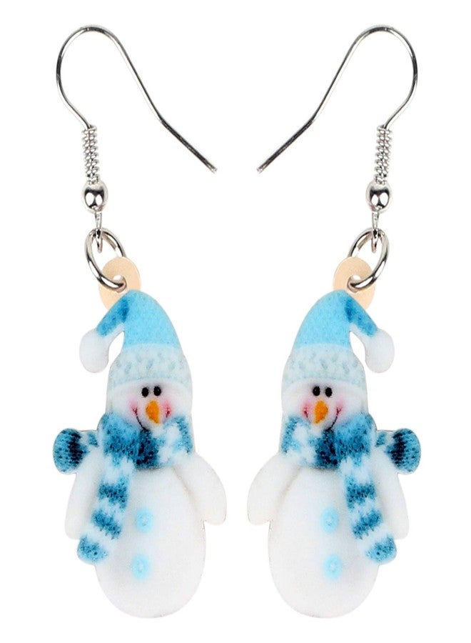 NEWEI Cute Acrylic Cartoon Christmas Snowman Earrings Drop Dangle Decoration Costumes Jewelry For Women Gift New Year (Cerulean) - Image 1