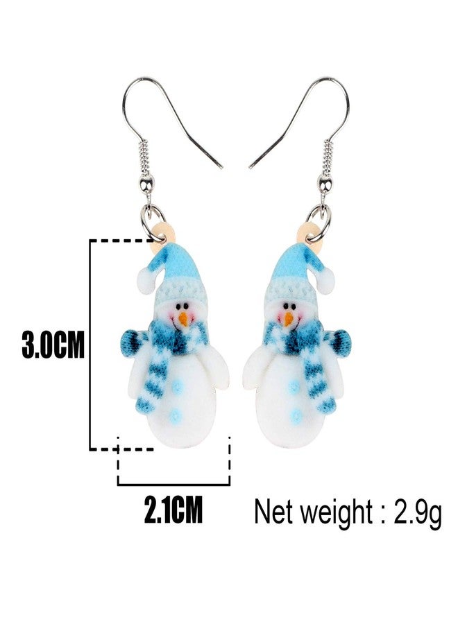 NEWEI Cute Acrylic Cartoon Christmas Snowman Earrings Drop Dangle Decoration Costumes Jewelry For Women Gift New Year (Cerulean) - Image 5