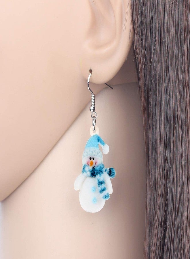 NEWEI Cute Acrylic Cartoon Christmas Snowman Earrings Drop Dangle Decoration Costumes Jewelry For Women Gift New Year (Cerulean) - Image 2