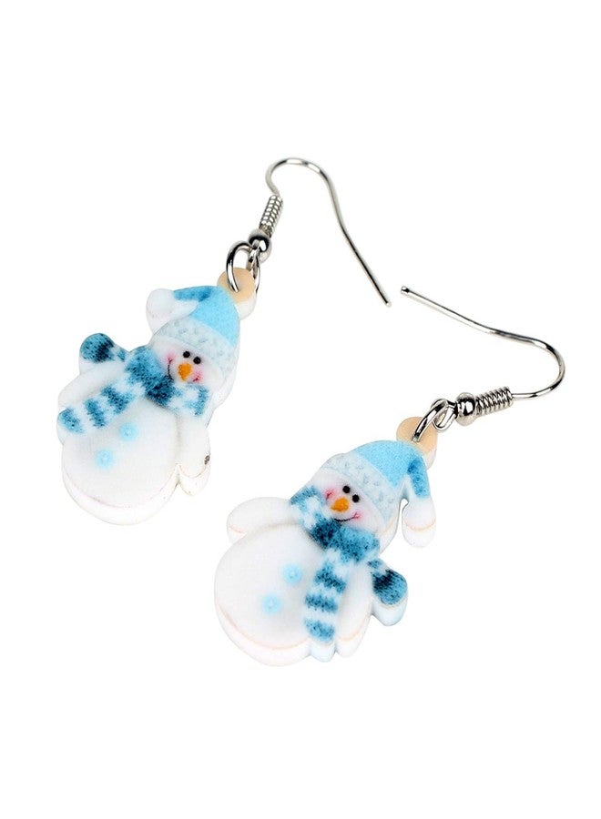 NEWEI Cute Acrylic Cartoon Christmas Snowman Earrings Drop Dangle Decoration Costumes Jewelry For Women Gift New Year (Cerulean) - Image 3
