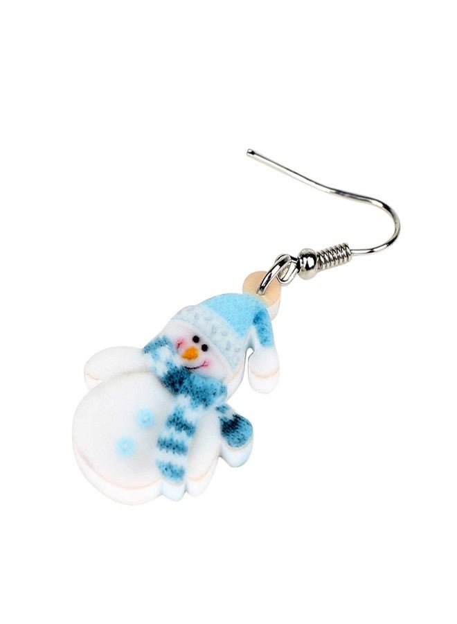 NEWEI Cute Acrylic Cartoon Christmas Snowman Earrings Drop Dangle Decoration Costumes Jewelry For Women Gift New Year (Cerulean) - Image 4