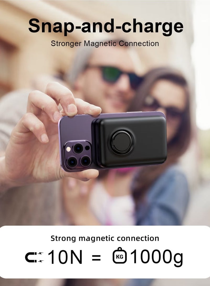 TIGER JR-W050 20W Power Bank 10000mAh with Ring Holder – Portable Fast Charging Power Bank for Smartphones, Tablets, and More – Compact & Stylish Black Design  - Image 3