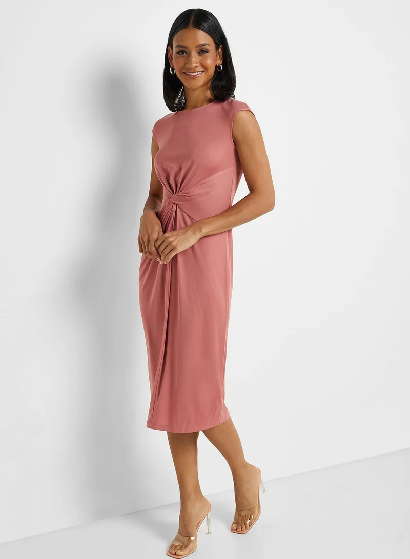 Lauren Ralph Lauren Knot Front Midi Dress