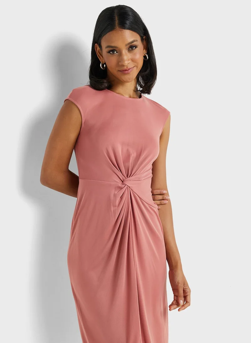Lauren Ralph Lauren Knot Front Midi Dress