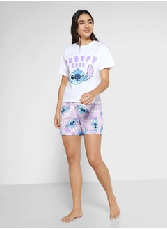 Disney Stitch Graphic T-Shirt & Short Pj Set  - Image 1