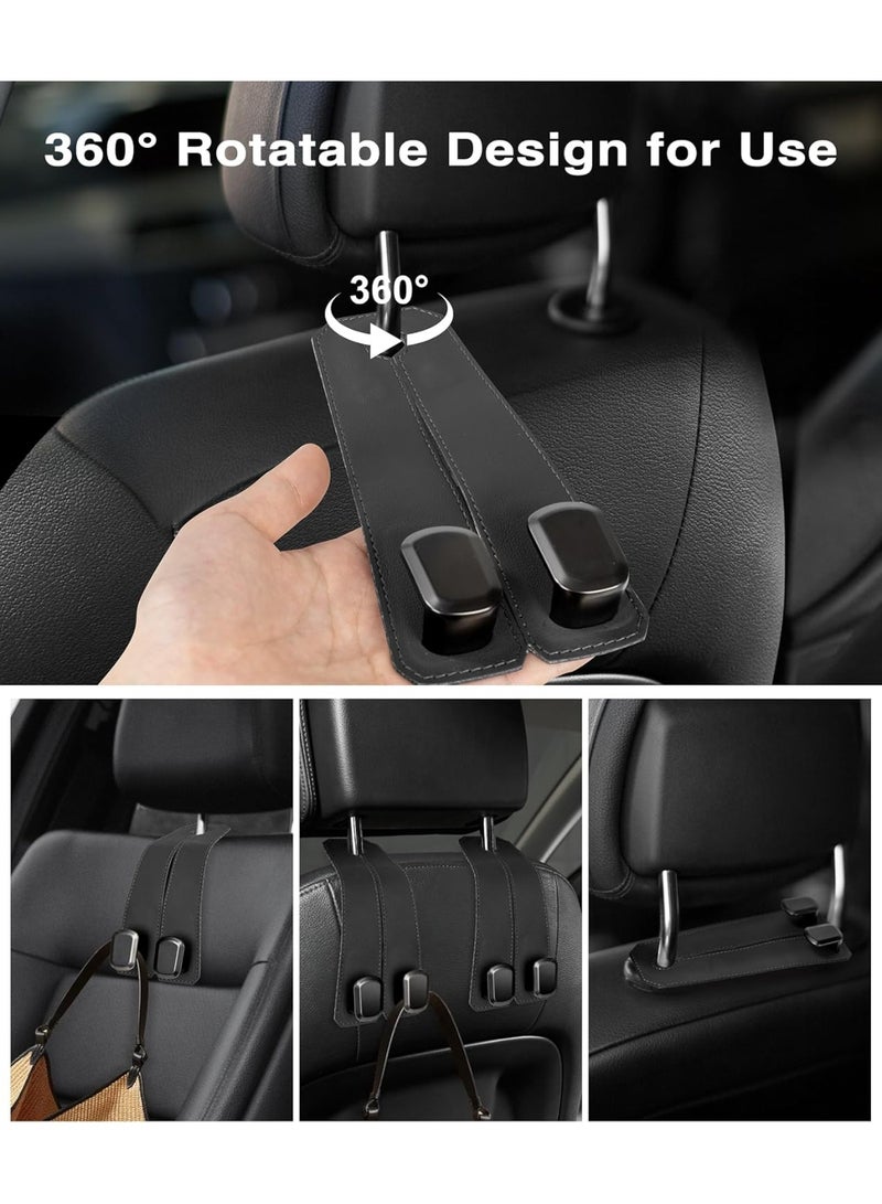 Neonix ( 2 pcs ）Car Hooks for Headrest, Seat Back Storage Hook Luxurious Leather 100% Metal Multifunctional Car Hanger & Holder for Heatrest, Seat, Bag, Purse (Black) - Image 5
