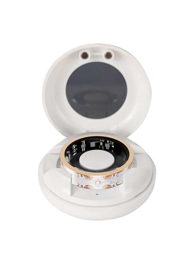 ZESITH Enamel Smart Ring, Bluetooth 5.0 Heart Rate Blood Pressure Blood Oxygen Sleep Monitor, Non-fading Ring with Magnetic Charging Cable & Charging Box - White 9# - Image 1