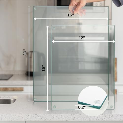 Kitchenville Glass Cutting Board 16"x12": Tempered Glass Kitchen Counter Protector - Durable- Scratch-Resistant, Heat-Proof - Clear Design - Image 4