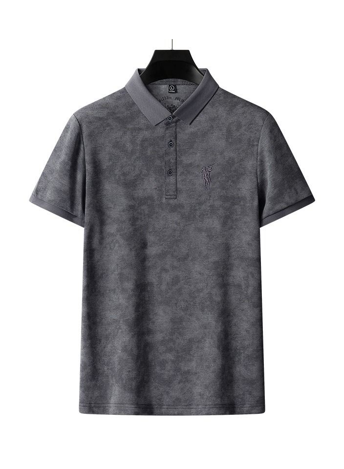 High end lapel embroidery and tie dyeing middle aged dad's men's polo shirt  - Image 1