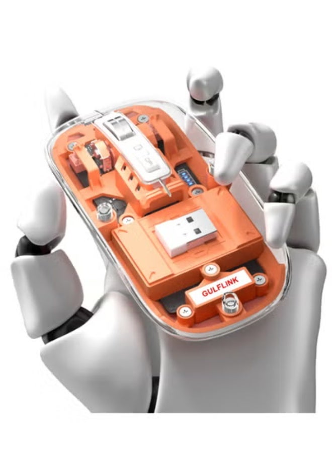 GULFLINK Wireless Bluetooth Mouse Slim Transparent Dual Mode (Bluetooth 5.1 + USB 2.4Ghz) Rechargeable Mouse With USB Receiver - Image 1