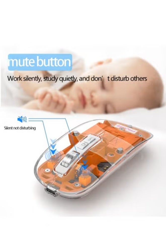 GULFLINK Wireless Bluetooth Mouse Slim Transparent Dual Mode (Bluetooth 5.1 + USB 2.4Ghz) Rechargeable Mouse With USB Receiver - Image 5