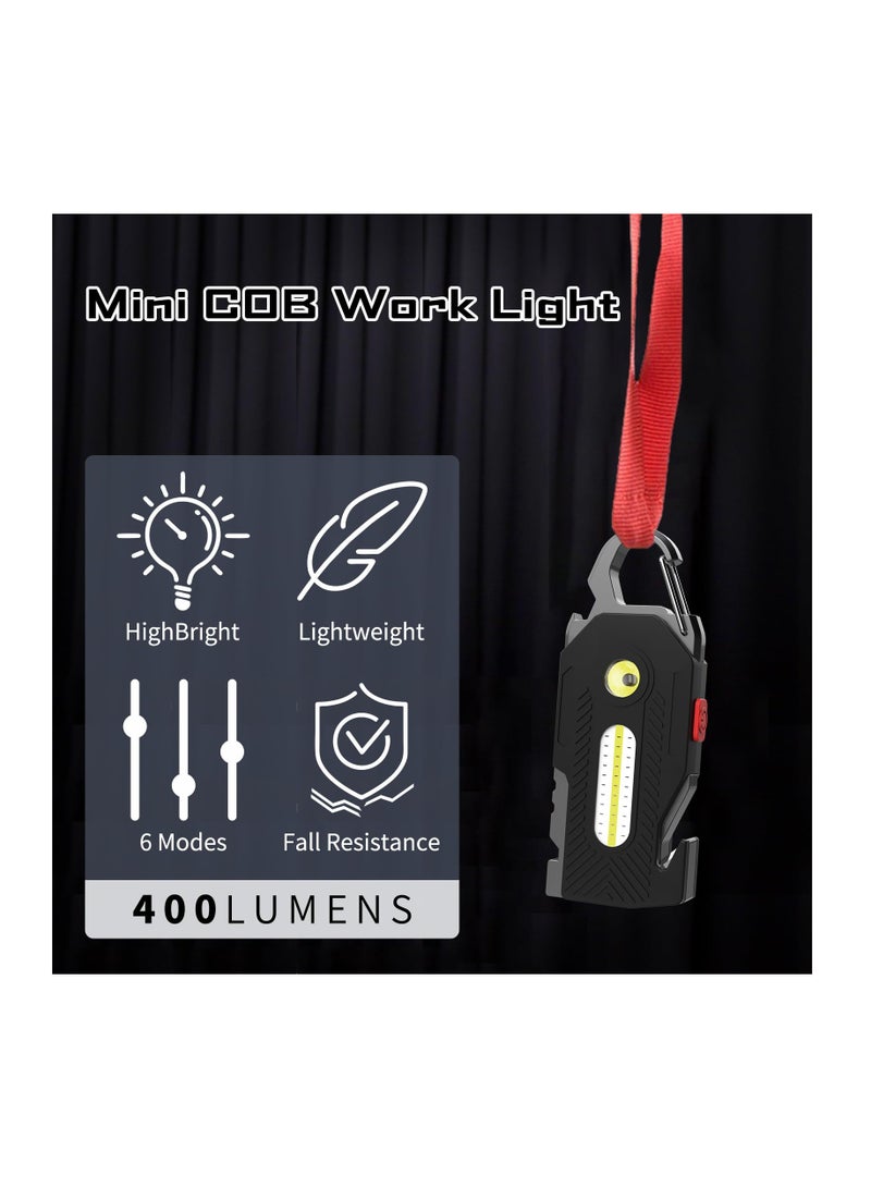 Keychain Flashlight, Rechargeable Flashlights, 7-in-1 Mini COB Keychain Work Light, 6 Lighting Modes with Bottle Opener Screwdriver Survival Whistle for Camping Fishing Hiking Emergency - Image 5