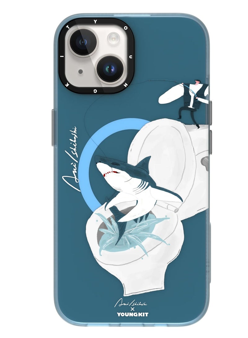 YOUNG KIT حافظة آكي إيشيباشي صيفية ماغسيف لأبل آيفون 15 برو ماكس 6.7 بوصة - سلسلة آكي إيشيباشي - قرش - Image 2