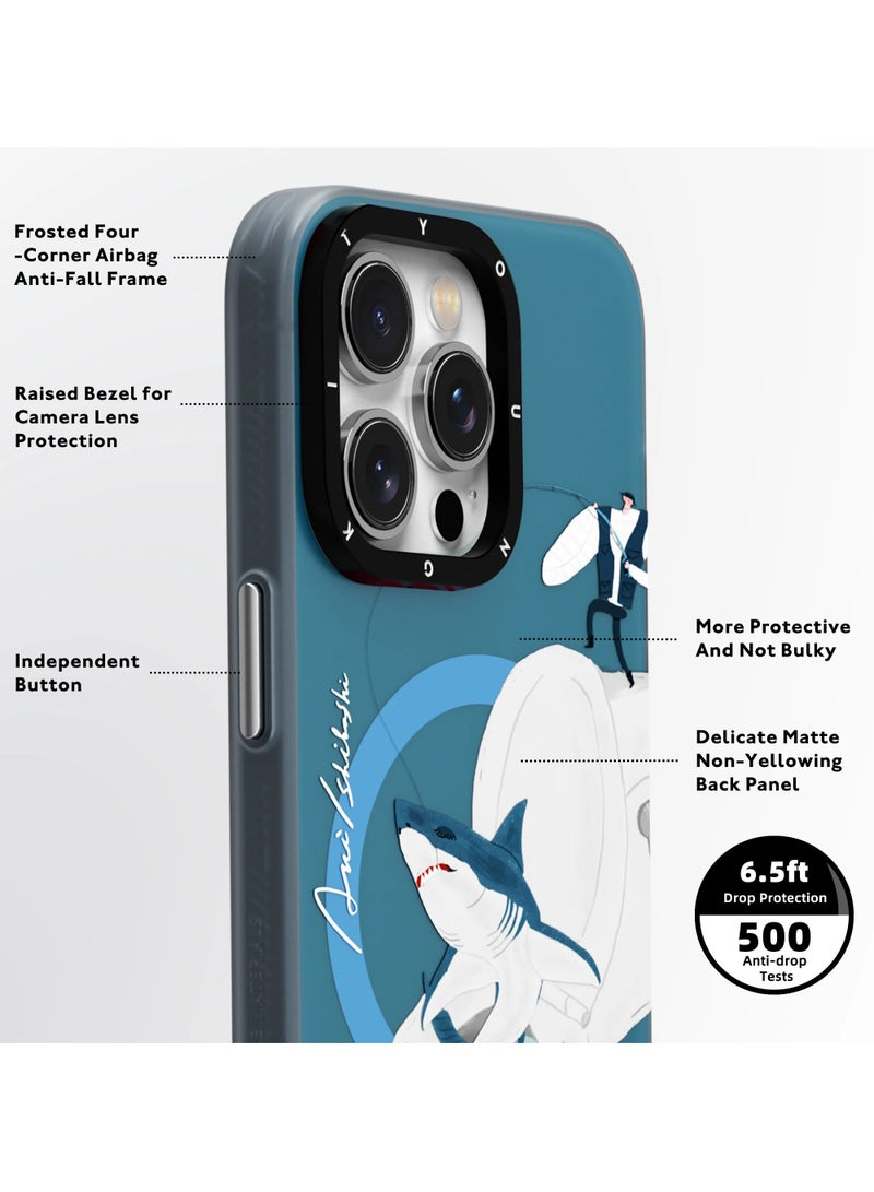 YOUNG KIT حافظة آكي إيشيباشي صيفية ماغسيف لأبل آيفون 15 برو ماكس 6.7 بوصة - سلسلة آكي إيشيباشي - قرش - Image 4