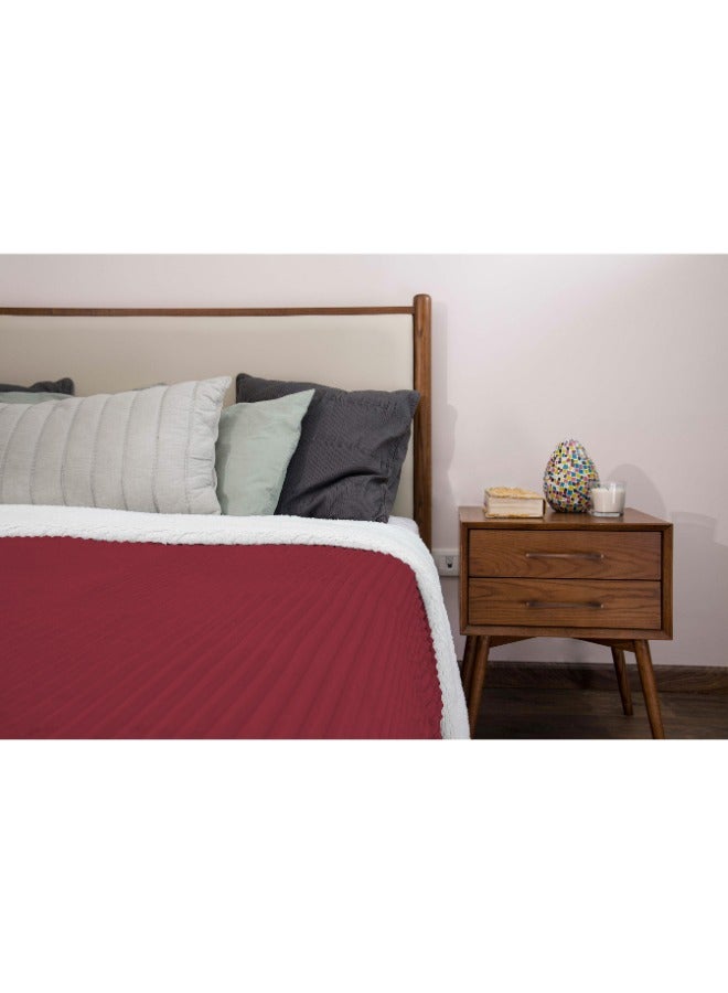 Mintra Blanket Double Sided Sherpa & Strip Flannel Red 220x180 - Image 4