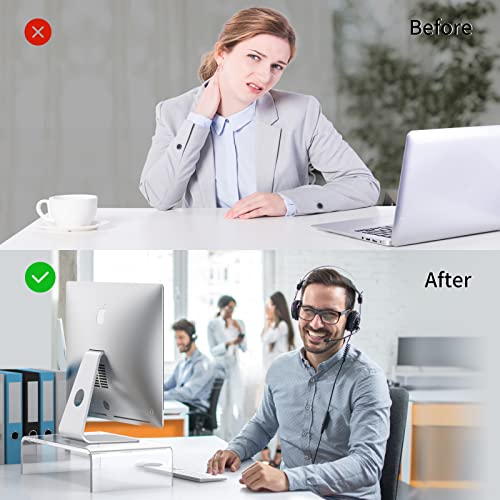 Beimu Acrylic Monitor Stand Riser Acrylic Laptop Stand Riser PC Holder Clear Computer Monitor Stand for Desk White Laptop Stand for Desk Compatible with iMac MacBook All Notebooks - Image 5