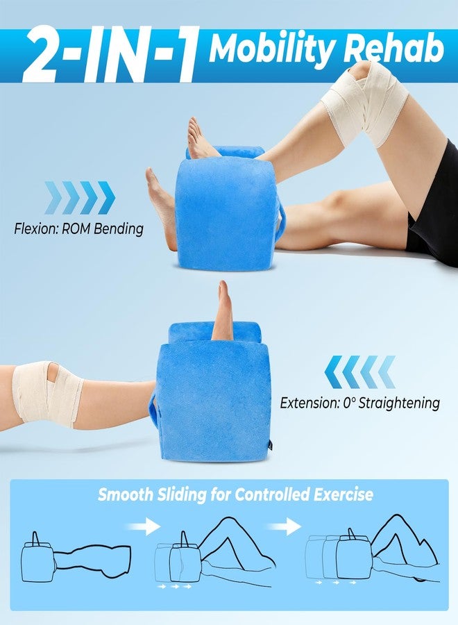 EKEPE Knee Replacement Surgery Pillow for Post Surgery Recovery - ACL Surgery, Knee Surgery and Hip Surgery Recovery, Memory Foam Leg Elevation Pillow for Leg Support, Rehab, Extension - Blue - Image 3