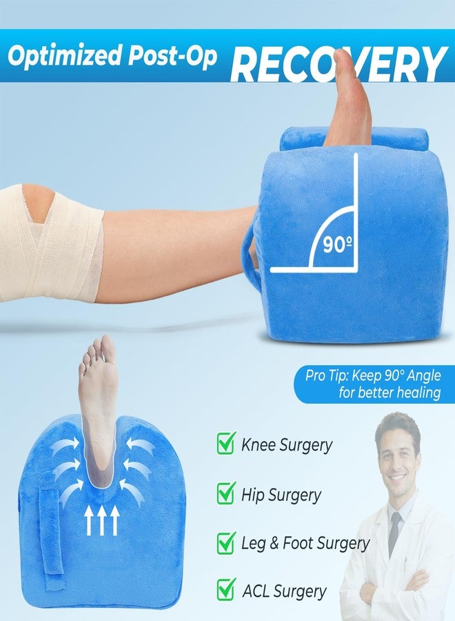 EKEPE Knee Replacement Surgery Pillow for Post Surgery Recovery - ACL Surgery, Knee Surgery and Hip Surgery Recovery, Memory Foam Leg Elevation Pillow for Leg Support, Rehab, Extension - Blue - Image 2