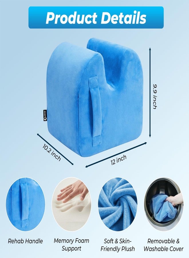 EKEPE Knee Replacement Surgery Pillow for Post Surgery Recovery - ACL Surgery, Knee Surgery and Hip Surgery Recovery, Memory Foam Leg Elevation Pillow for Leg Support, Rehab, Extension - Blue - Image 4