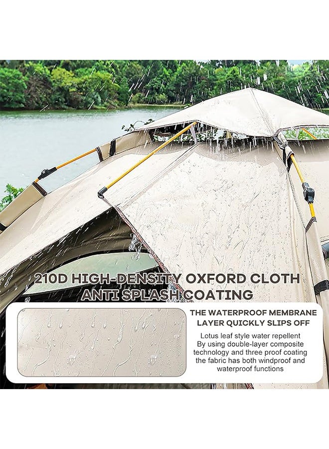 تودي جي هو خيمة انبوبية فورية محمولة، خيمة عائلية تلقائية للأشخاص من 3 إلى 4 ببابين ونوافذ، ومعدات تخييم خارجية مقاومة للمطر للمنتزه، الشاطئ، الحديقة، الفناء (باللون البيني) - Image 4