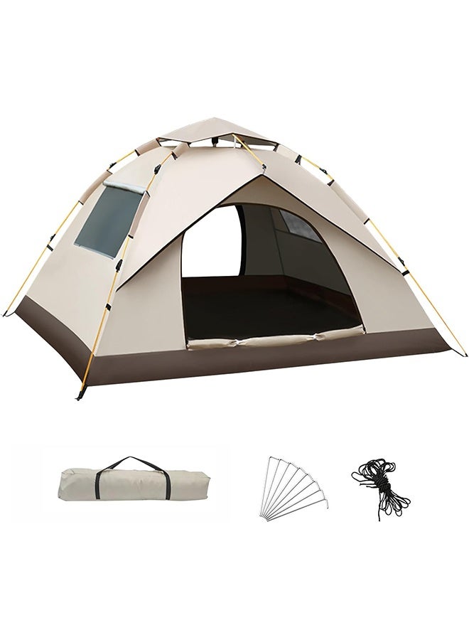 تودي جي هو خيمة انبوبية فورية محمولة، خيمة عائلية تلقائية للأشخاص من 3 إلى 4 ببابين ونوافذ، ومعدات تخييم خارجية مقاومة للمطر للمنتزه، الشاطئ، الحديقة، الفناء (باللون البيني) - Image 2