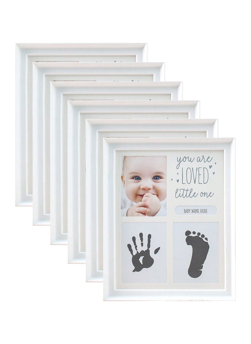 Decorhills 6-Pcs Baby Handprint and Footprint Keepsake Photo Frame with Black Color Pad for Newborn Boys & Girls, Personalized Baby Shower Gifts, Baby Girl & Boy Gifts  - Image 1