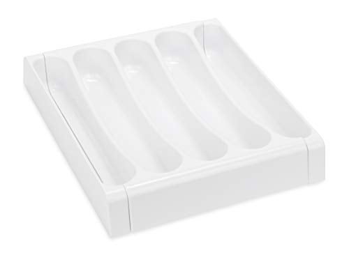 Camco Adjustable Cutlery Tray - Designed for RV and Compact Kitchen Drawers, Adjusts Between 9" and 13" for an Easy Custom Fit -White (43503) - Image 1